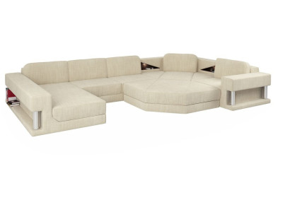 Diseño de sofá de esquina en tela. Sofás modernos en forma de U. Conjunto de salón esquinero tapizado. Muebles nuevos.