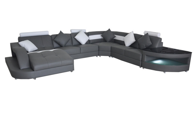 Sofás de cuero Conjunto de esquina diseño moderno con mesa Sofá USB L6015