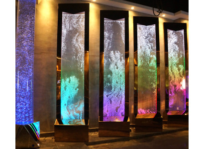 Pared divisoria Estantería Armario Pared decorativa de agua Columna Paredes Waterwall LED