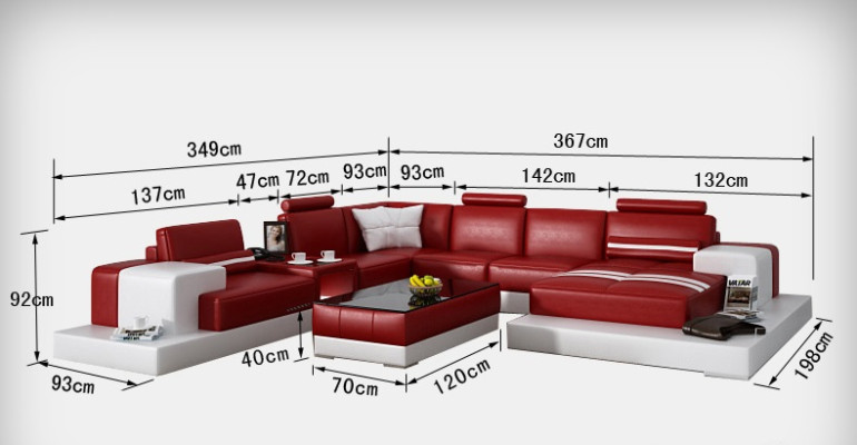 Sofá de cuero Sofá de sala de estar Sofá de esquina Sofá de esquina diseño moderno Sofá + USB