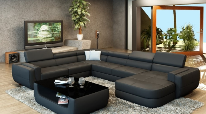 Sofá de diseño Respaldo Esquina Sofá de cuero Salón Sofá Sofá Acolchado Nuevo