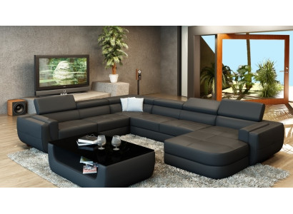 Sofá de diseño Respaldo Esquina Sofá de cuero Salón Sofá Sofá Acolchado Nuevo