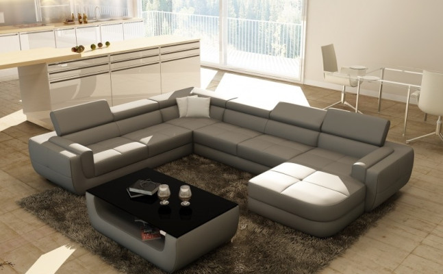 Sofá de diseño Respaldo Esquina Sofá de cuero Salón Sofá Sofá Acolchado Nuevo