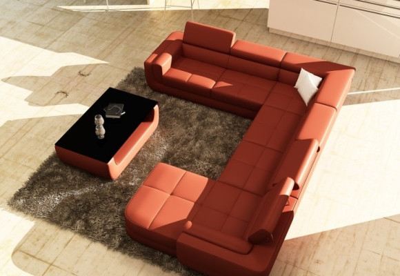 Sofá de diseño Respaldo Esquina Sofá de cuero Salón Sofá Sofá Acolchado Nuevo