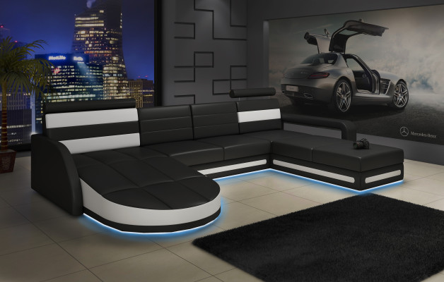 SOFA DE CUERO XXL PARA SALÓN ESQUINERO + CONJUNTO DE SOFÁ USB A MEDIDA