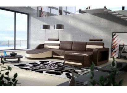 CONJUNTO DE SOFÁ DE CUERO XXL CON USB DISEÑO DE ESQUINA SOFÁ ESQUINERO Marrón Nuevo