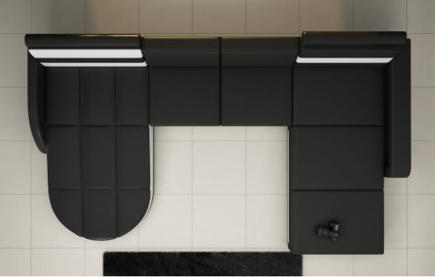 XXL SOFÁ MODULAR CONJUNTO DE SOFÁ DE DISEÑO SOFÁ ESQUINERO Negro SOFÁ DE CUERO con USB Nuevo