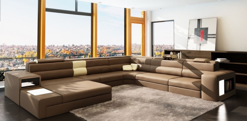 Sofá de cuero Sofá de esquina Conjunto de sillón de sofá moderno