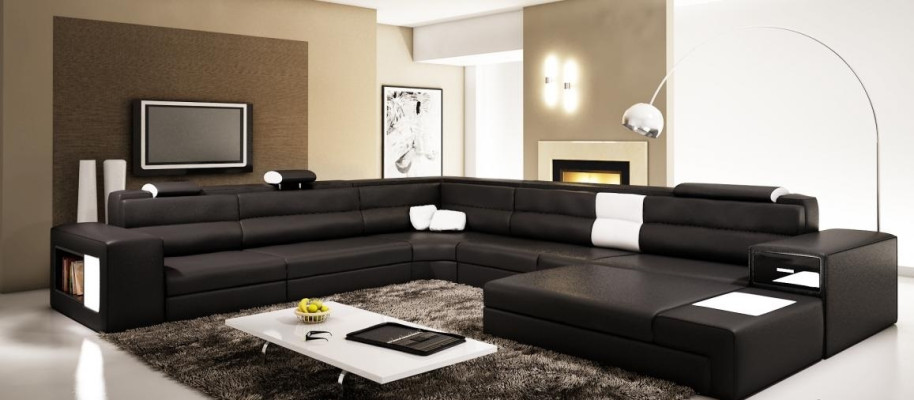 Sofá de cuero Sofá Sofá de salón en forma de U Conjunto Diseño Sofá moderno