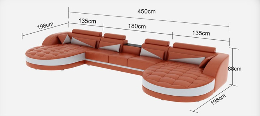 Moderno sofá textil + conexión USB + mesa de centro paisaje de sala en forma de U.