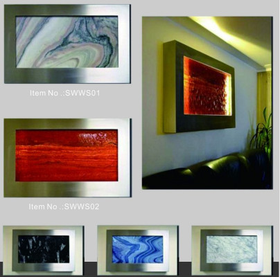 LED Fuente de agua diseñador Columnas de agua Cascada Marco de imagen 90x60