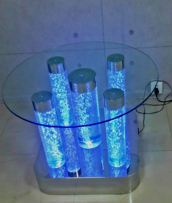 Mesa de diseño de agua Mesa de centro Columnas de agua Columna Sofá Mesas LED