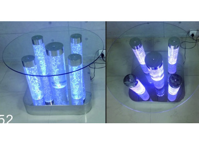 Diseño de mesa de columna de agua, mesa de centro de columna de agua, mesas de sofá de agua LED.
