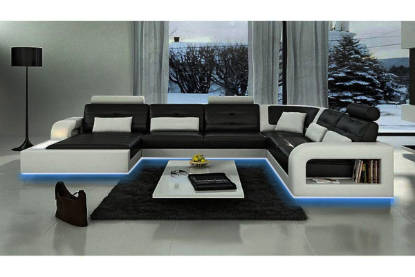 Sofá de cuero con USB Sofá de cuero Sofá cama Conjunto de sofás Sala de estar Sofá esquinero
