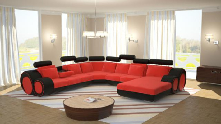 Sofá Diseñador Salón en forma de U Sofá Esquinero Conjunto de Tapizados Sofá de Esquina