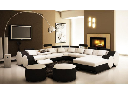 SOFÁ DE CUERO DE DISEÑADOR XXL CONJUNTO DE SALA DE ESTAR BIG SOFA SOFÁ ESQUINERO SOFÁ NUEVO