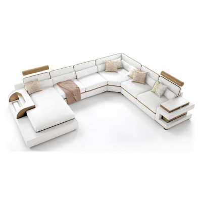 Ambiente de vida acogedor con nuestro encantador sofá esquinero en forma de U.