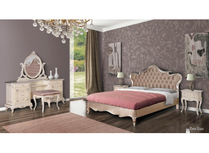 Set de dormitorio de lujo cama mesitas de noche taburete tocador espejo completamente nuevo