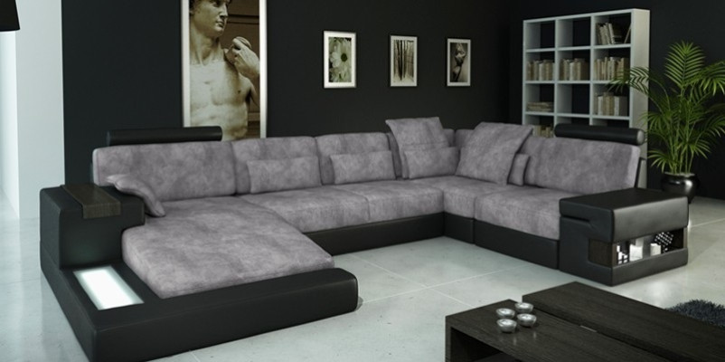Diseño Sofá de cuero Sofá Couch Tapizado Paisaje de vida XXL Big Esquinero Esquina Bellini