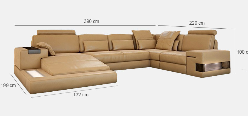Diseño Sofá de cuero Sofá Couch Tapizado Paisaje de vida XXL Big Esquinero Esquina Bellini
