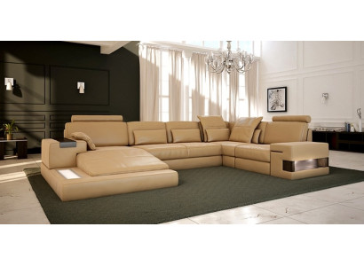 Sofá de diseño Bellini LED de tamaño grande, conjunto de sofás tapizados para sofá de asiento combi XXL. Nuevo.