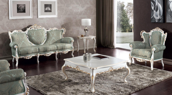 Juego de sofás Set Sofá Muebles clásicos de estilo barroco Sala de estar Sofá 5 piezas. Sofá Mesa