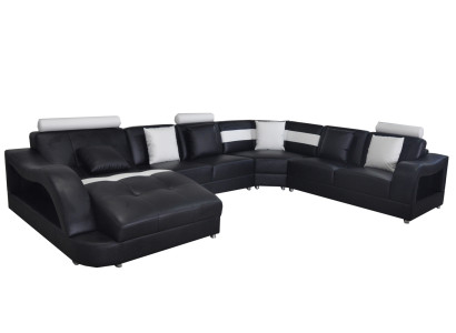 Sofá de cuero sofá de esquina de diseño moderno en forma de U
