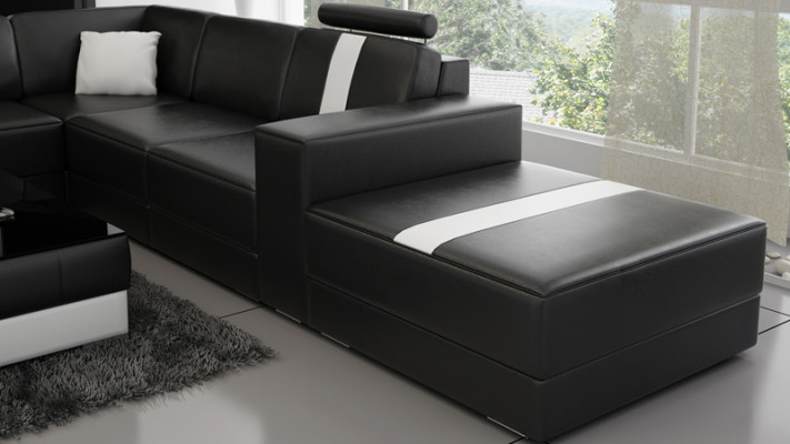 Sofá de cuero en forma de U, sofá de esquina de salón conjunto de sofás de diseño moderno K5010.