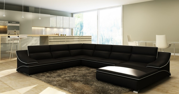 Sofá de esquina USB Sofá de cuero Sofá de sala de estar Sofá Asiento Conjunto en forma de U EltmannS Nuevo
