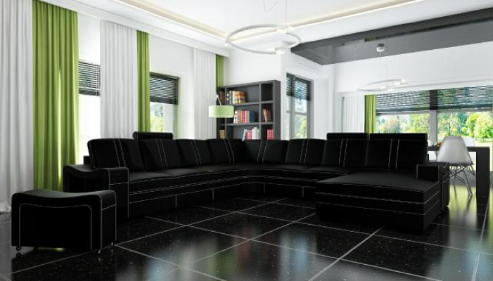 XXL sofá de cuero con USB conjunto de cuero, conjunto de sala, sofá esquinero nuevo, conjunto de sofá FRANCO.