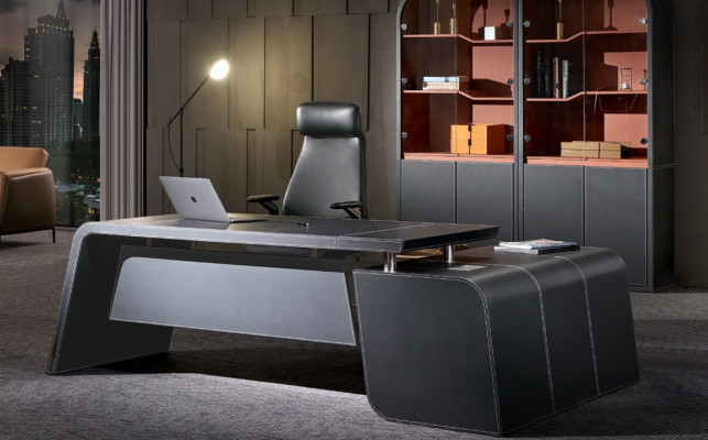 Escritorio esquinero Silla Mobiliario de oficina Habitación del jefe Muebles 2 piezas Set Mesas