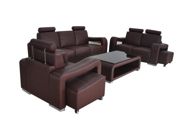 Conjunto de sofá de cuero con USB, cojines de sofá, sofás de lujo, nuevo conjunto de sala de estar 3+2+1.