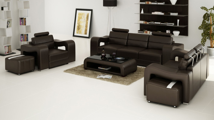 Conjunto de sofá de cuero con USB, cojines de sofá, sofás de lujo, nuevo conjunto de sala de estar 3+2+1.