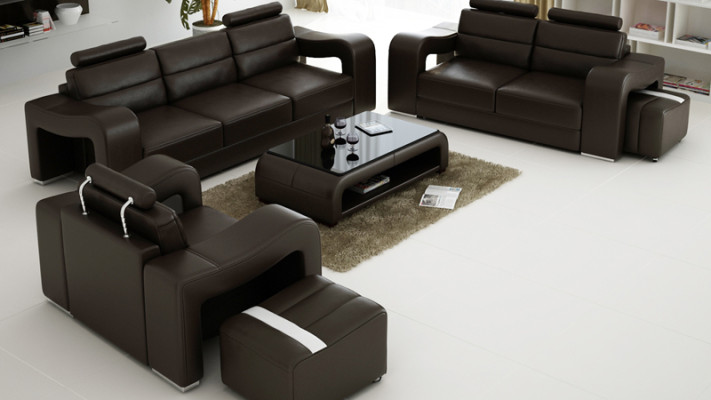 Conjunto de sofá de cuero con USB, cojines de sofá, sofás de lujo, nuevo conjunto de sala de estar 3+2+1.