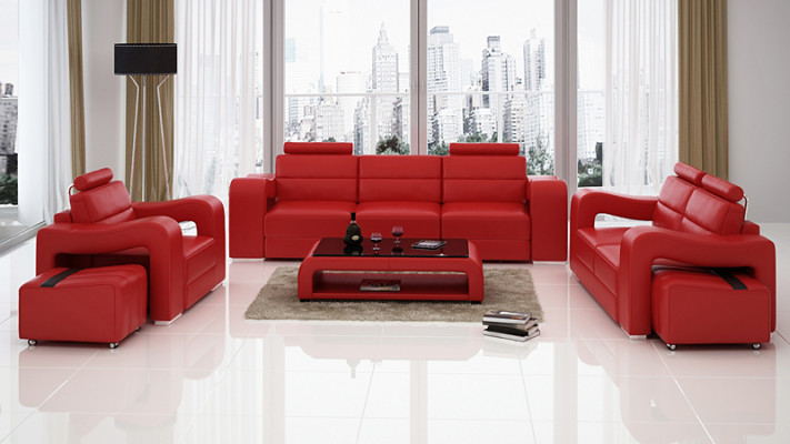 Conjunto de sofá de cuero con USB, cojines de sofá, sofás de lujo, nuevo conjunto de sala de estar 3+2+1.