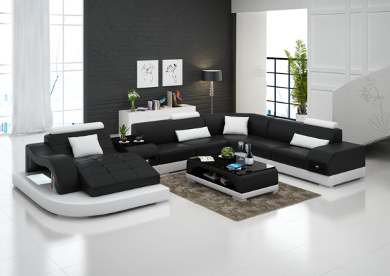Sofá de cuero Sofá conjunto de muebles de sala de estar Sofá en forma de L conjunto de esquina Diseño Sofá moderno +USB Rojo