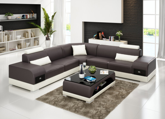 Sofá de cuero moderno sofá conjunto de diseño de decoración de esquina de sofá de esquina