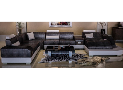 Estilo cocodrilo Cuero Elegante Diseñador lujoso Sofá de esquina nuevo