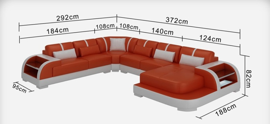 Sofá de cuero moderno con diseño de salón en forma de U, esquinero con iluminación LED y USB.