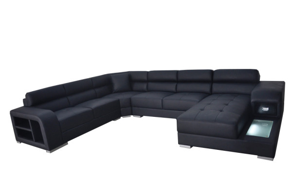 Sofá de cuero, sofá de esquina, conjunto de sofás de diseño moderno en forma de U G8029.
