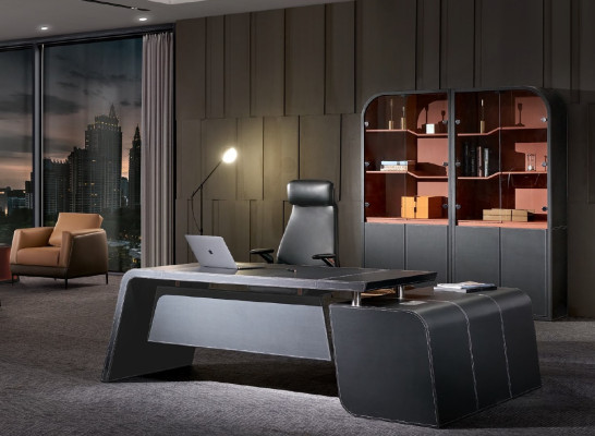 Escritorio esquinero Silla Mobiliario de oficina Habitación del jefe Muebles 2 piezas Set Mesas