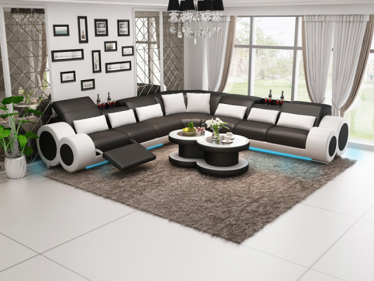 Sofá de cuero Sofá Paisaje de vida Sofá de esquina Juego de esquina Diseño Sofá moderno G8035C