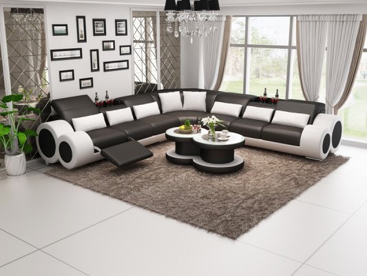 Sofá de cuero Sofá Paisaje de vida Sofá de esquina Juego de esquina Diseño Sofá moderno G8035C