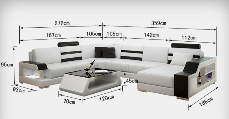 Sofá de diseño sofá esquinero paisaje de estar con estantería tapizado conjunto de asientos sofá de cuero USB