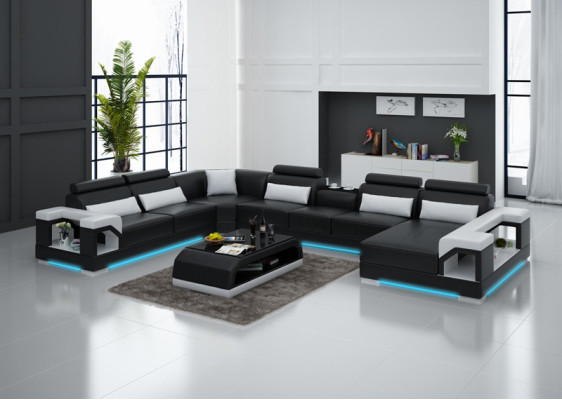 Sofá de cuero sofá paisaje de vida esquina sofá esquina juego de muebles diseño moderno sofá G8010 nuevo