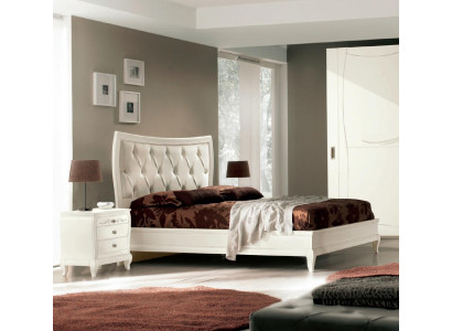 Conjunto de cama dormitorio Cama 2 x mesita de noche Madera Muebles clásicos italianos de 3 piezas