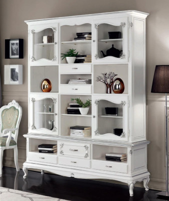 Vitrina de sala de estar, armario, estante de libros, aparador, muebles clásicos, estantes de madera.