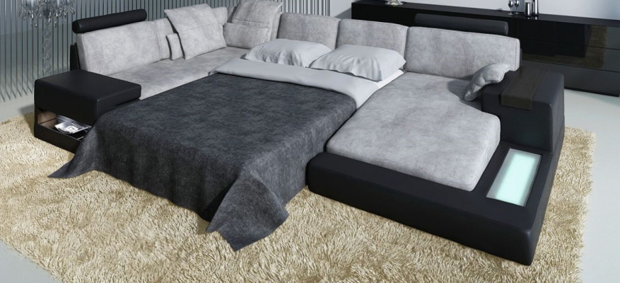 Muebles en forma de U Sofá cama Funciones Tapizado Textil Moda Diseño Sofá esquinero Nuevo Sofá