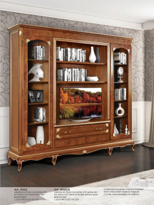 Mueble de televisión - pared de montaje - unidad de pared - mueble de televisión - pared - madera maciza - moderno - madera real - nuevo
