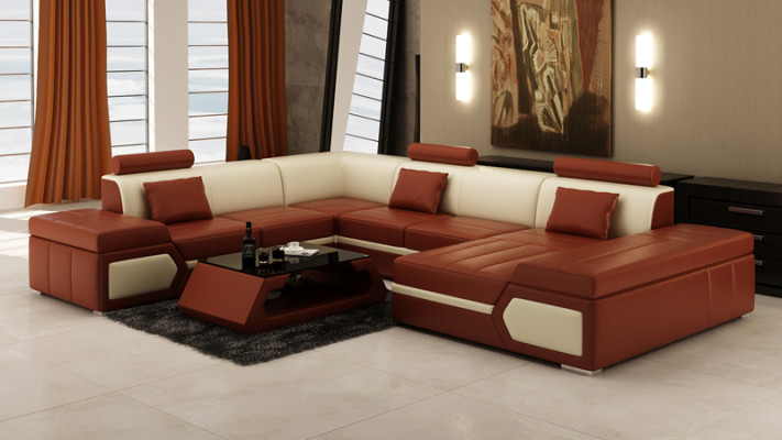 Sofá de cuero Sofá Sofá Sofá en forma de L Sofá Conjunto de diseño moderno K5013